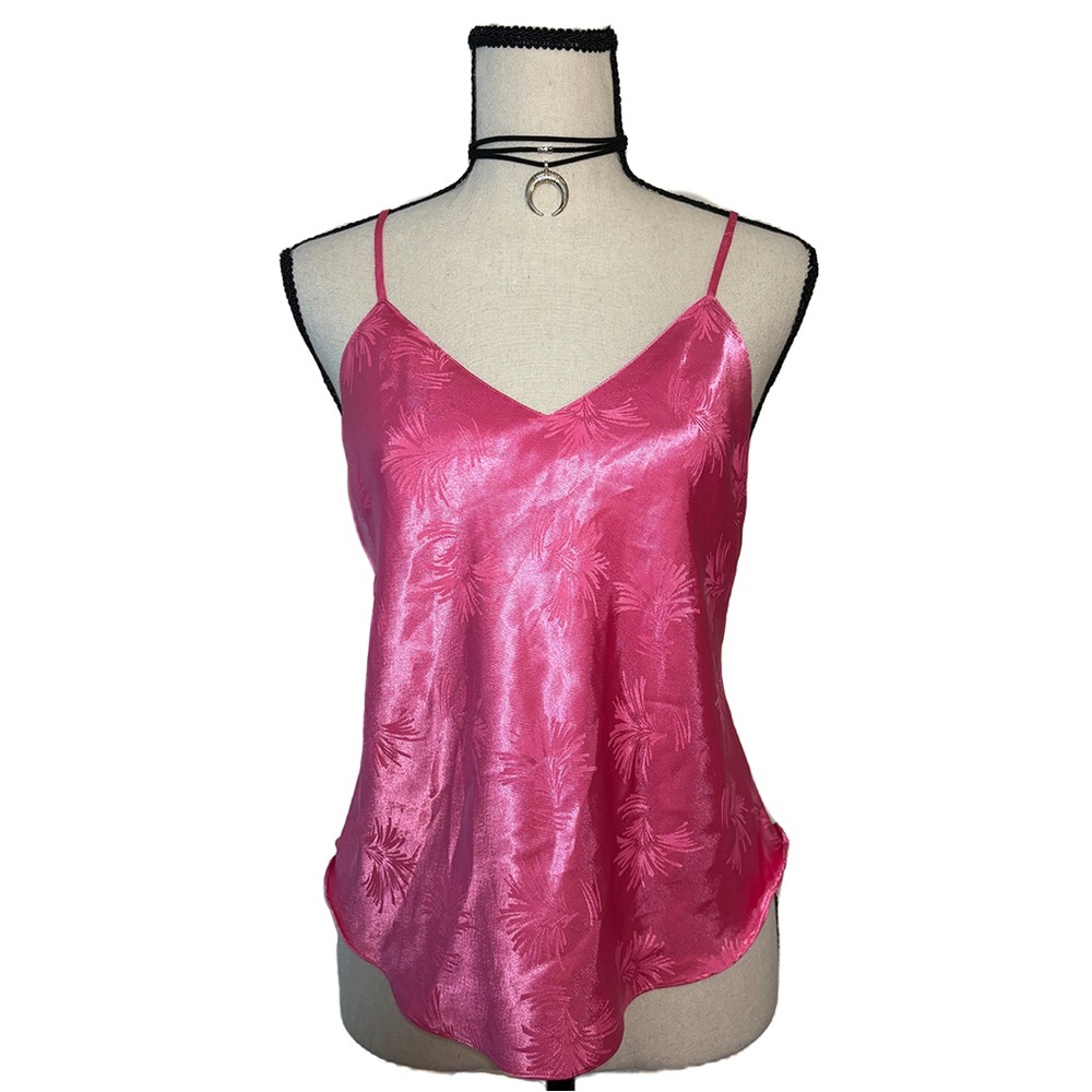 Laura Adams Camisole | Vintage Hot Pink Satin Floral 90s Y2K Lingerie Core